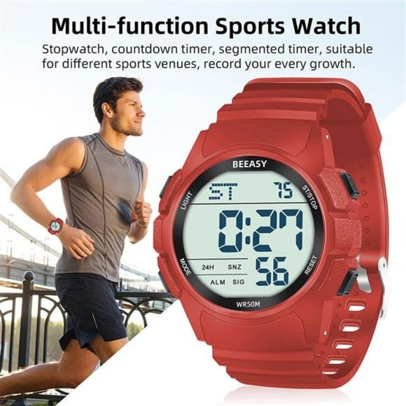 Men Digital Sports Watch, Waterproof Watch with Stopwatch Countdown Timer - Picture 5 of 7